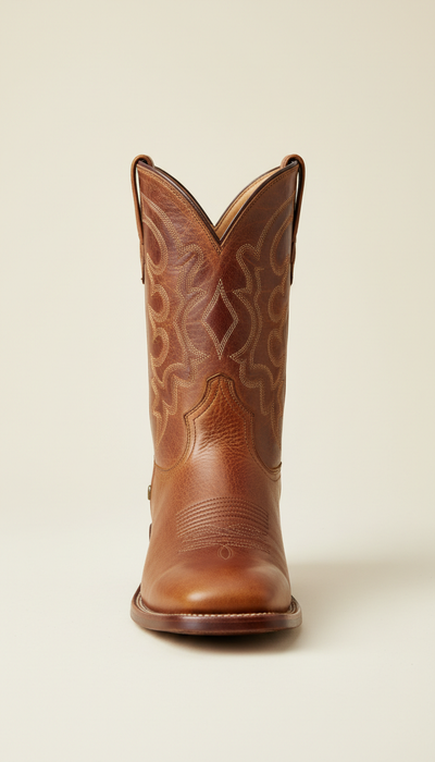 Bota vaquera de cuero marrón saddle para hombre
