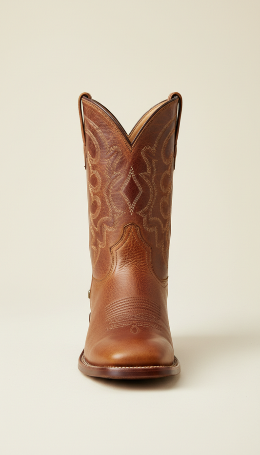 Bota vaquera de cuero marrón saddle para hombre