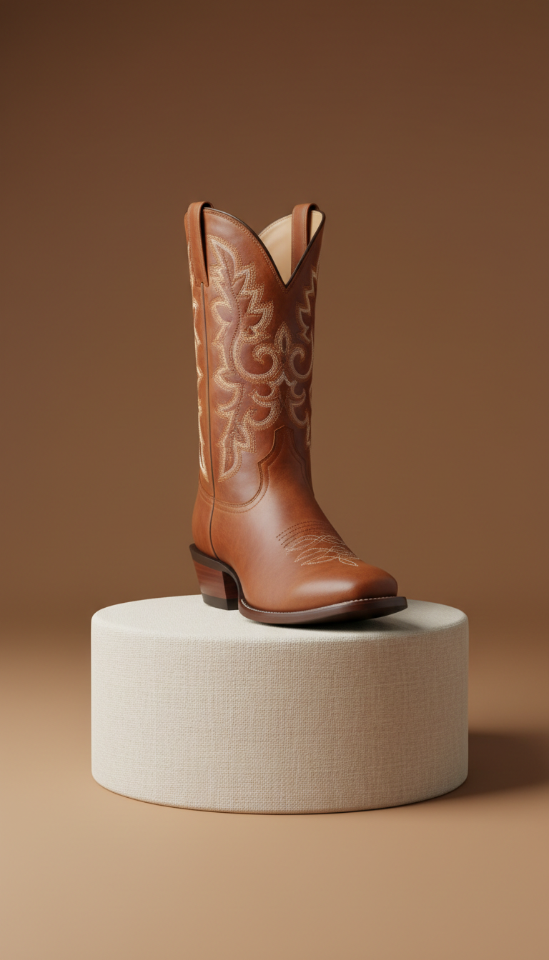 Bota clásica western bronceada